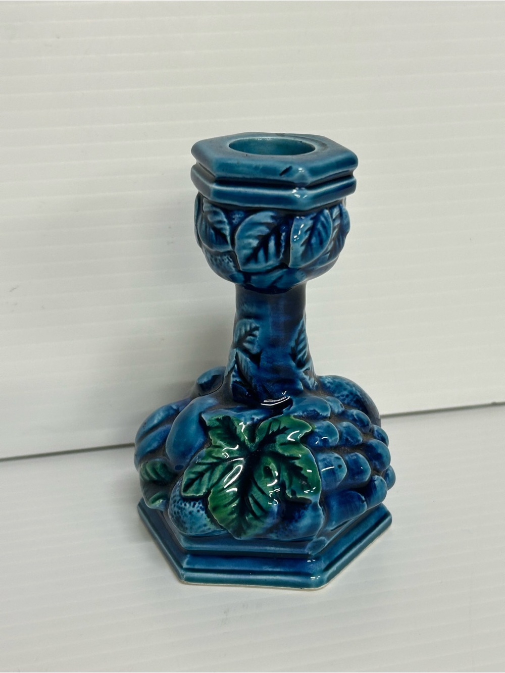 Inarco Mood Indigo Blue Candlestick Holder Vintage Original Sticker Japan